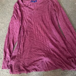Apt. 9 Women's Long Sleeve Ribbed Top - Berry
